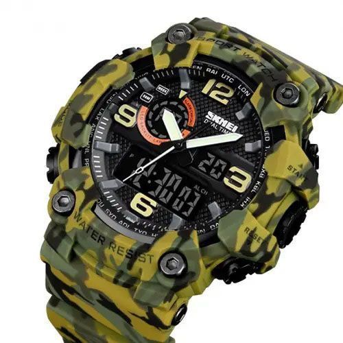 Годинник наручний чоловічий SKMEI 1520CMGN CAMO GREEN, годинник військовий чоловічий, для військовослужбовців. Колір: камуфляж 00022045 фото