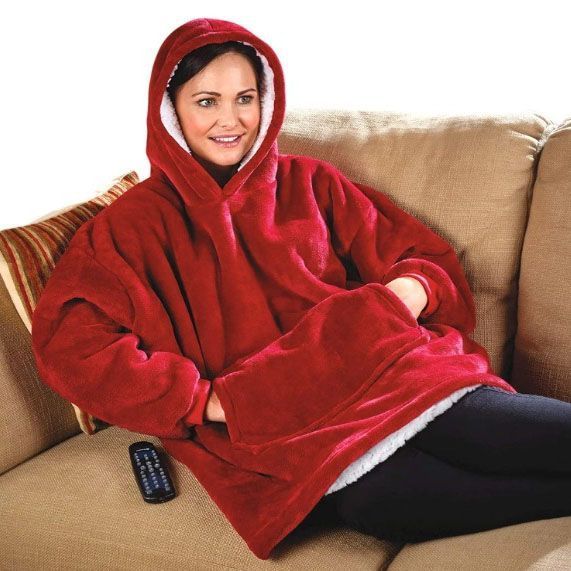 Толстовка плед з капюшоном і рукавами Huggle Hoodie оверсайз. Колір: червоний 00015823 фото