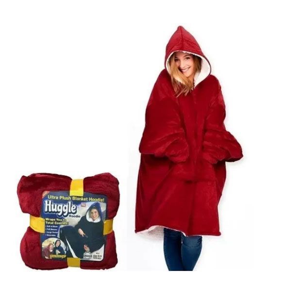 Толстовка плед з капюшоном і рукавами Huggle Hoodie оверсайз. Колір: червоний 00015823 фото
