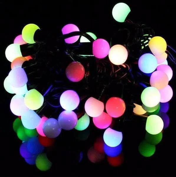 Гирлянда матовый шарик 80led 7м (флеш) rgb, новогодняя бахрама, светодиодная гирлянда, уличная гирлянда 00024754 фото