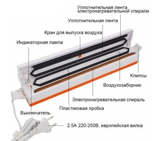 Вакууматор Freshpack Pro вакуумний пакувальник їжі, побутової. Колір помаранчевий 00020279 фото