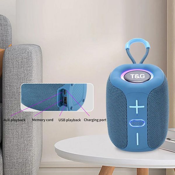 Портативная Bluetooth колонка TG658 8W с RGB подсветкой, аккумуляторная переносная колонка. Цвет: синий 00017246 фото