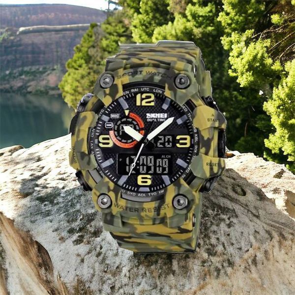 Годинник наручний чоловічий SKMEI 1520CMGN CAMO GREEN, годинник військовий чоловічий, для військовослужбовців. Колір: камуфляж 00022045 фото
