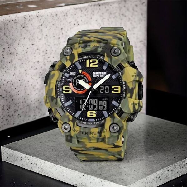 Годинник наручний чоловічий SKMEI 1520CMGN CAMO GREEN, годинник військовий чоловічий, для військовослужбовців. Колір: камуфляж 00022045 фото