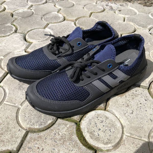 Модные универсальные кроссовки из сетки 43 размер. Мужские кроссовки из ткани дышащие. Модель 48177. Цвет: синий 00023934 фото