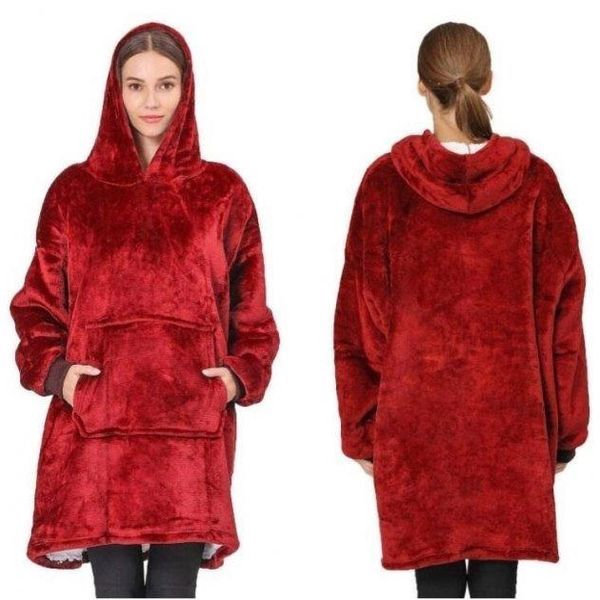 Толстовка плед з капюшоном і рукавами Huggle Hoodie оверсайз. Колір: червоний 00015823 фото