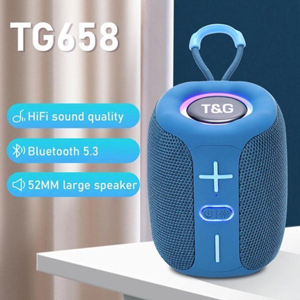 Портативная Bluetooth колонка TG658 8W с RGB подсветкой, аккумуляторная переносная колонка. Цвет: синий 00017246 фото