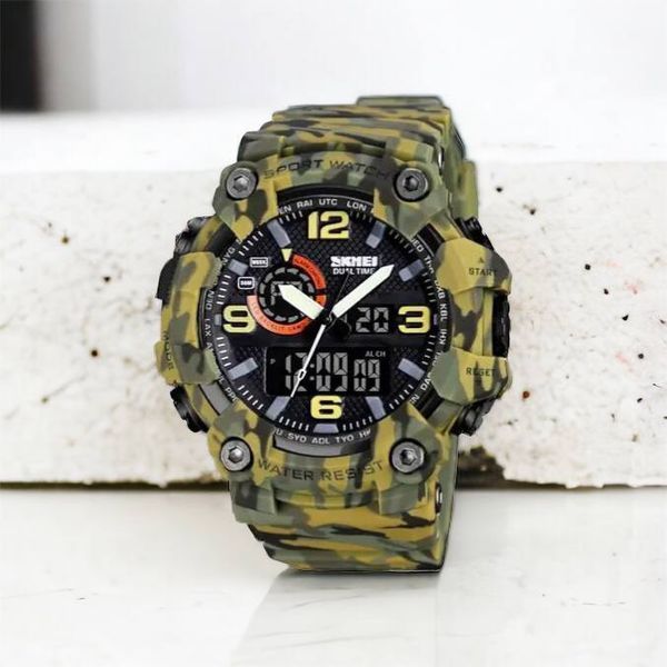 Годинник наручний чоловічий SKMEI 1520CMGN CAMO GREEN, годинник військовий чоловічий, для військовослужбовців. Колір: камуфляж 00022045 фото