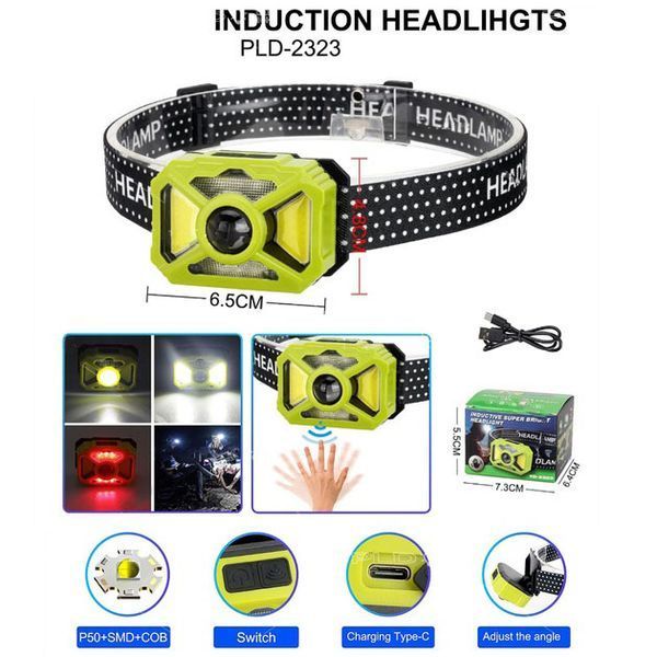 Фонарь налобный 2323-P50+SMD+COB (white/red) 00023213 фото