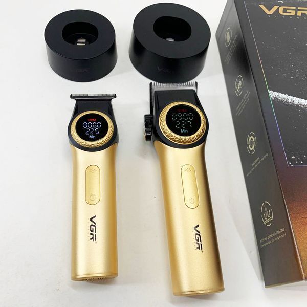 Набор vgr 2 в 1 v-001 v-977 gold, аккумуляторная машинка для стрижки и триммер. цвет: золотой 00014891 фото