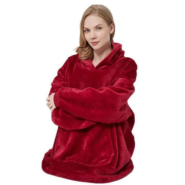 Толстовка плед з капюшоном і рукавами Huggle Hoodie оверсайз. Колір: червоний 00015823 фото