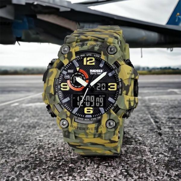 Годинник наручний чоловічий SKMEI 1520CMGN CAMO GREEN, годинник військовий чоловічий, для військовослужбовців. Колір: камуфляж 00022045 фото