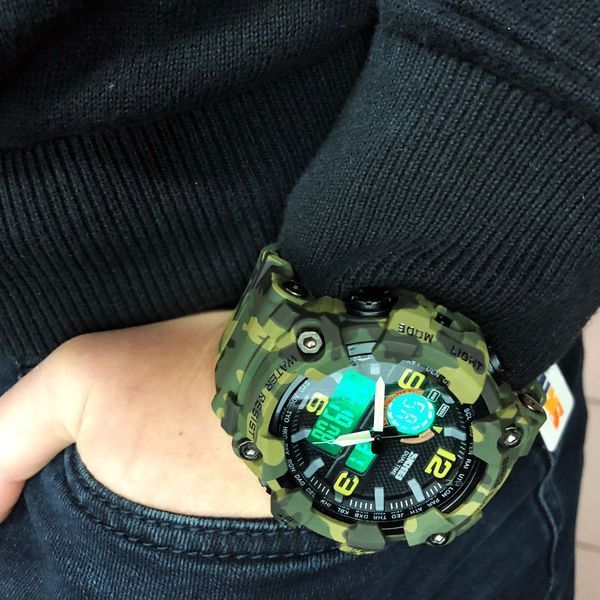 Годинник наручний чоловічий SKMEI 1520CMGN CAMO GREEN, годинник військовий чоловічий, для військовослужбовців. Колір: камуфляж 00022045 фото