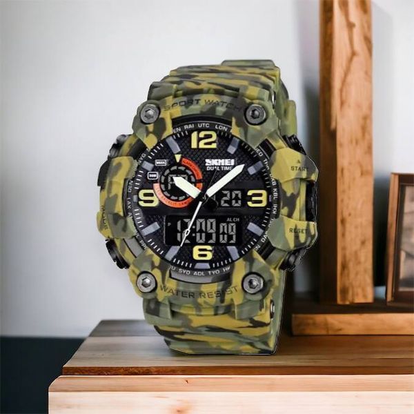Годинник наручний чоловічий SKMEI 1520CMGN CAMO GREEN, годинник військовий чоловічий, для військовослужбовців. Колір: камуфляж 00022045 фото
