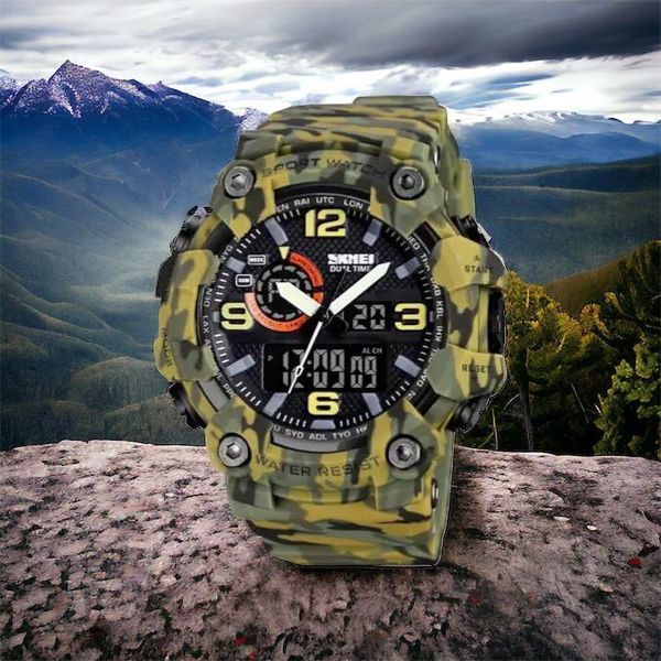 Годинник наручний чоловічий SKMEI 1520CMGN CAMO GREEN, годинник військовий чоловічий, для військовослужбовців. Колір: камуфляж 00022045 фото
