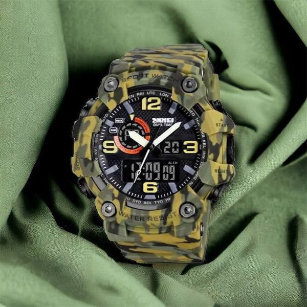 Годинник наручний чоловічий SKMEI 1520CMGN CAMO GREEN, годинник військовий чоловічий, для військовослужбовців. Колір: камуфляж 00022045 фото