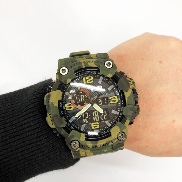 Годинник наручний чоловічий SKMEI 1520CMGN CAMO GREEN, годинник військовий чоловічий, для військовослужбовців. Колір: камуфляж 00022045 фото