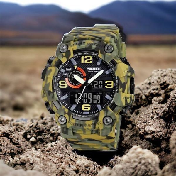 Годинник наручний чоловічий SKMEI 1520CMGN CAMO GREEN, годинник військовий чоловічий, для військовослужбовців. Колір: камуфляж 00022045 фото
