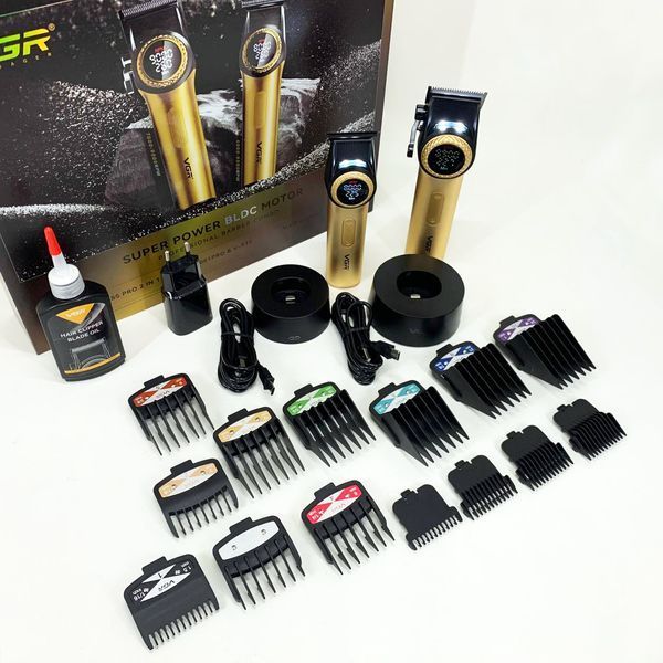 Набор vgr 2 в 1 v-001 v-977 gold, аккумуляторная машинка для стрижки и триммер. цвет: золотой 00014891 фото