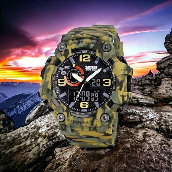 Годинник наручний чоловічий SKMEI 1520CMGN CAMO GREEN, годинник військовий чоловічий, для військовослужбовців. Колір: камуфляж 00022045 фото