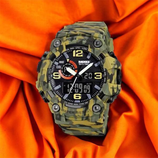 Годинник наручний чоловічий SKMEI 1520CMGN CAMO GREEN, годинник військовий чоловічий, для військовослужбовців. Колір: камуфляж 00022045 фото