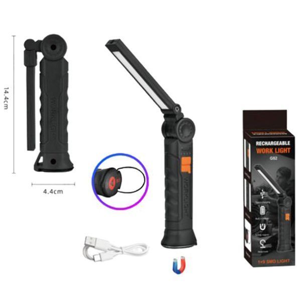 Ліхтар поворотний Worklight G52-LED+COB з магнітом та гаком, Кемпінговий складаний ліхтар 00023468 фото
