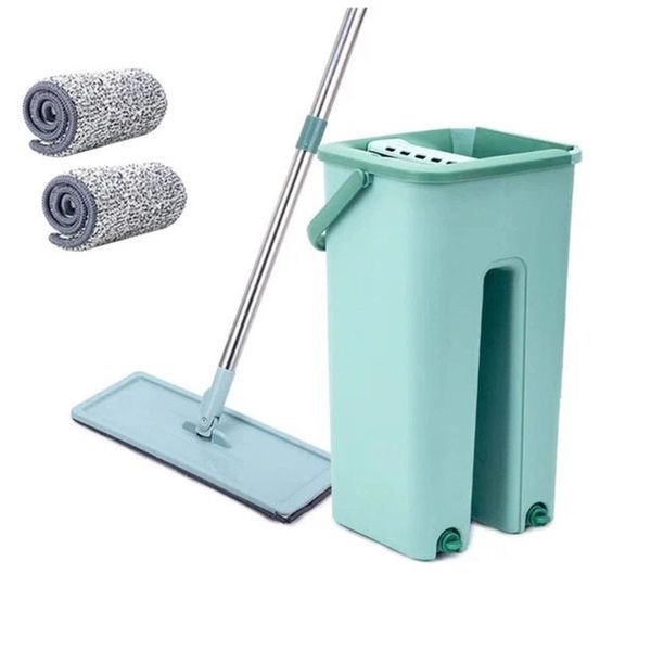 Швабра - ледар з відром і автоматичним віджимом 2 в 1 Hand Free Cleaning Mop 5 л. Колір: зелений 00013307 фото