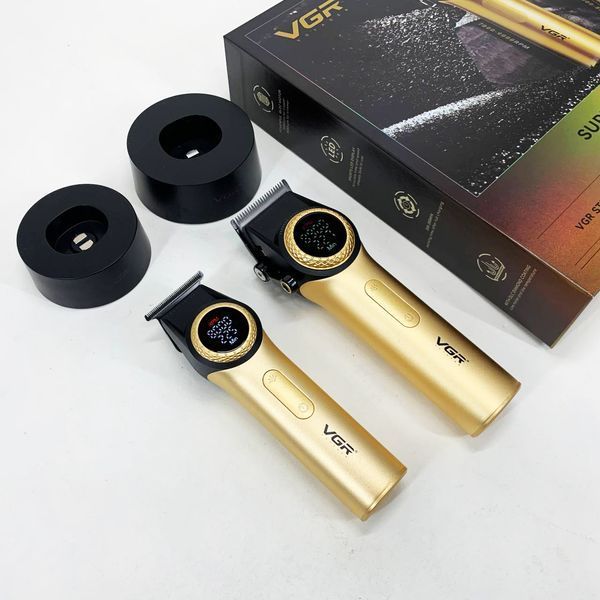 Набор vgr 2 в 1 v-001 v-977 gold, аккумуляторная машинка для стрижки и триммер. цвет: золотой 00014891 фото