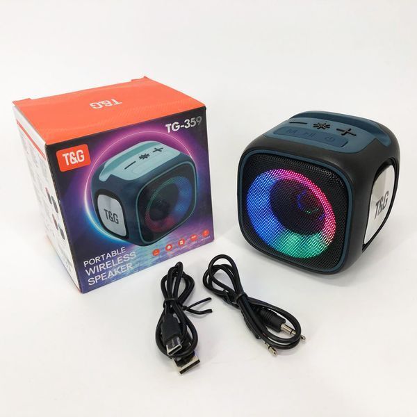 Портативна Bluetooth колонка TG359 7W з RGB підсвічуванням, гучна колонка для вечірки. Колір: чорний 00017674 фото