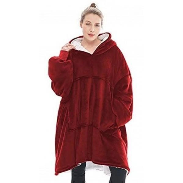 Толстовка плед з капюшоном і рукавами Huggle Hoodie оверсайз. Колір: червоний 00015823 фото