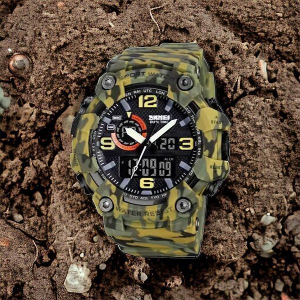 Годинник наручний чоловічий SKMEI 1520CMGN CAMO GREEN, годинник військовий чоловічий, для військовослужбовців. Колір: камуфляж 00022045 фото
