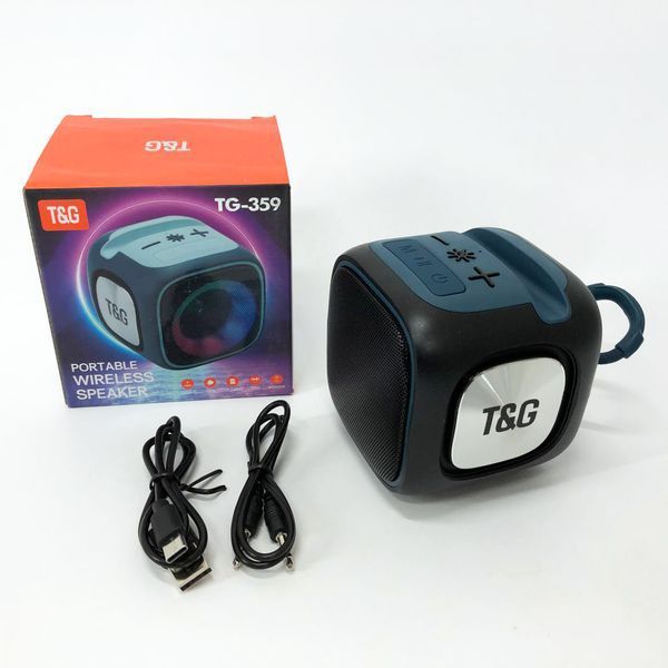 Портативна Bluetooth колонка TG359 7W з RGB підсвічуванням, гучна колонка для вечірки. Колір: чорний 00017674 фото