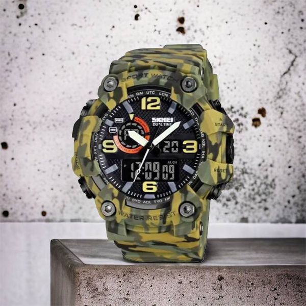 Годинник наручний чоловічий SKMEI 1520CMGN CAMO GREEN, годинник військовий чоловічий, для військовослужбовців. Колір: камуфляж 00022045 фото