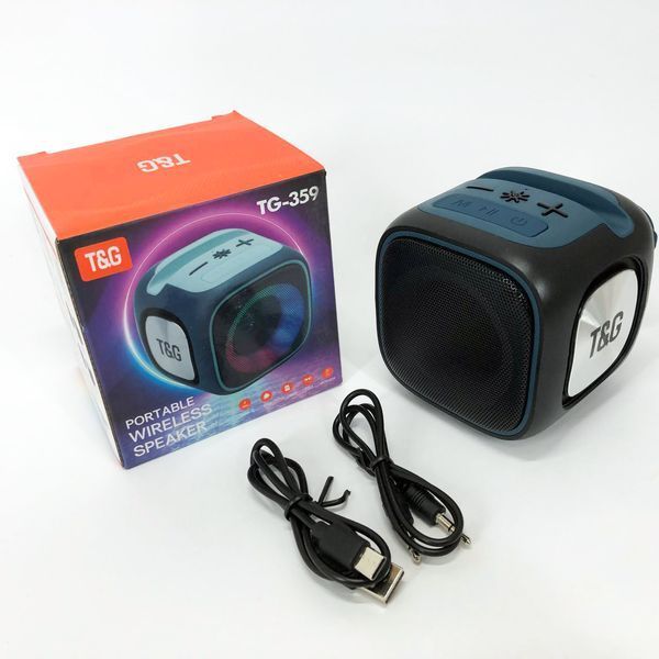 Портативна Bluetooth колонка TG359 7W з RGB підсвічуванням, гучна колонка для вечірки. Колір: чорний 00017674 фото
