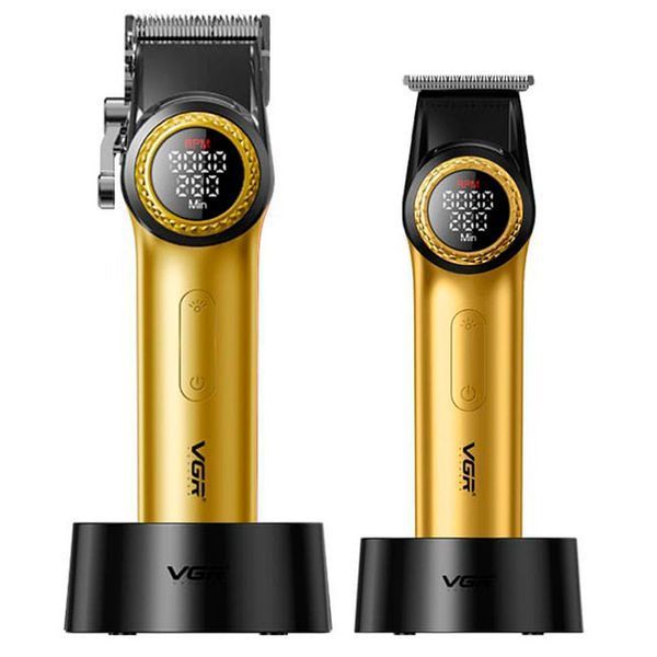 Набор vgr 2 в 1 v-001 v-977 gold, аккумуляторная машинка для стрижки и триммер. цвет: золотой 00014891 фото