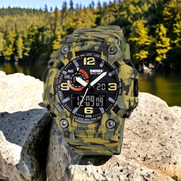 Годинник наручний чоловічий SKMEI 1520CMGN CAMO GREEN, годинник військовий чоловічий, для військовослужбовців. Колір: камуфляж 00022045 фото