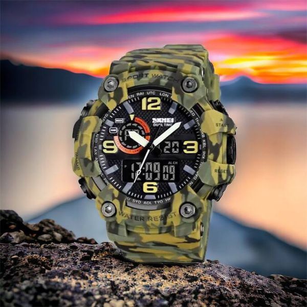 Годинник наручний чоловічий SKMEI 1520CMGN CAMO GREEN, годинник військовий чоловічий, для військовослужбовців. Колір: камуфляж 00022045 фото