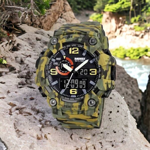 Годинник наручний чоловічий SKMEI 1520CMGN CAMO GREEN, годинник військовий чоловічий, для військовослужбовців. Колір: камуфляж 00022045 фото