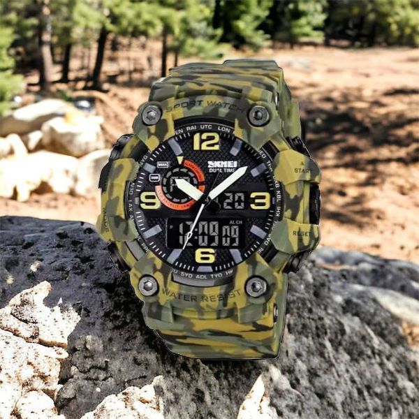 Годинник наручний чоловічий SKMEI 1520CMGN CAMO GREEN, годинник військовий чоловічий, для військовослужбовців. Колір: камуфляж 00022045 фото