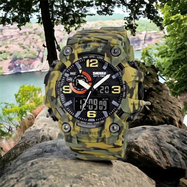 Годинник наручний чоловічий SKMEI 1520CMGN CAMO GREEN, годинник військовий чоловічий, для військовослужбовців. Колір: камуфляж 00022045 фото