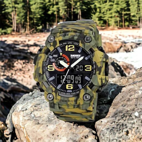 Годинник наручний чоловічий SKMEI 1520CMGN CAMO GREEN, годинник військовий чоловічий, для військовослужбовців. Колір: камуфляж 00022045 фото
