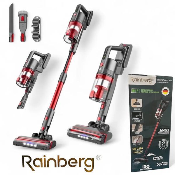 Вертикальный аккумуляторный пылесос Rainberg 2500 Вт беспроводной, для уборки, дома 00021109 фото