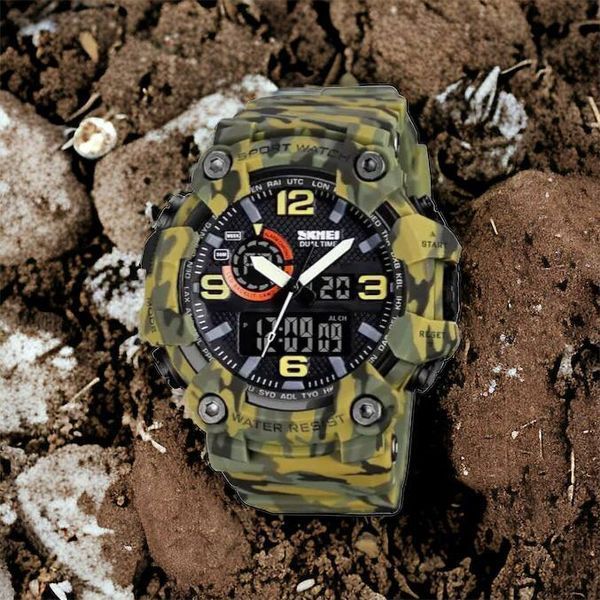 Годинник наручний чоловічий SKMEI 1520CMGN CAMO GREEN, годинник військовий чоловічий, для військовослужбовців. Колір: камуфляж 00022045 фото