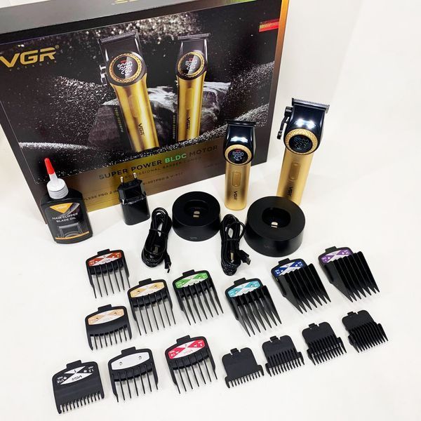 Набор vgr 2 в 1 v-001 v-977 gold, аккумуляторная машинка для стрижки и триммер. цвет: золотой 00014891 фото