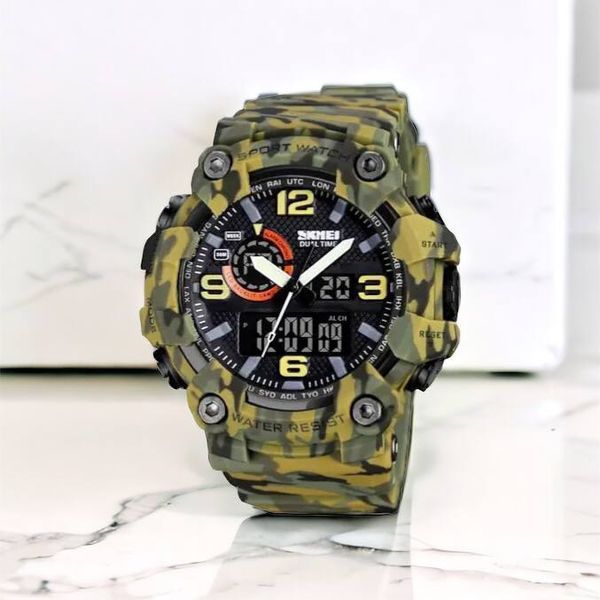 Годинник наручний чоловічий SKMEI 1520CMGN CAMO GREEN, годинник військовий чоловічий, для військовослужбовців. Колір: камуфляж 00022045 фото