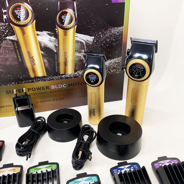 Набор vgr 2 в 1 v-001 v-977 gold, аккумуляторная машинка для стрижки и триммер. цвет: золотой 00014891 фото
