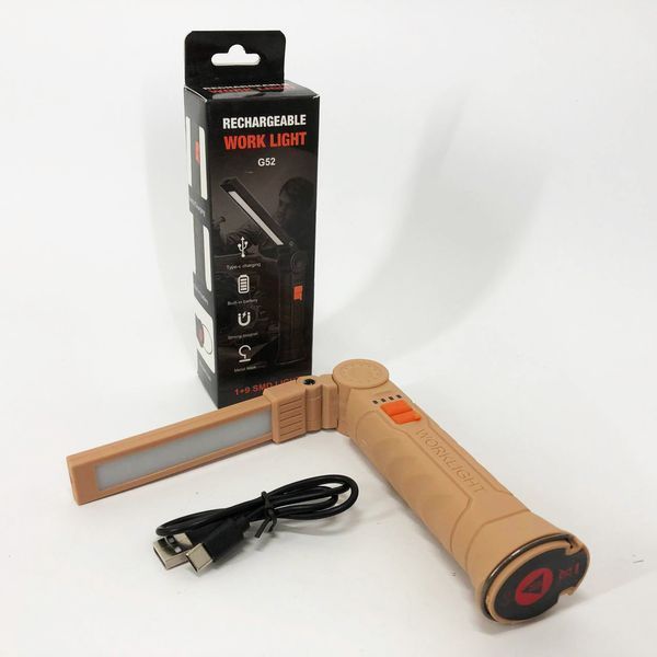 Ліхтар поворотний Worklight G52-LED+COB з магнітом та гаком, Кемпінговий складаний ліхтар 00023468 фото