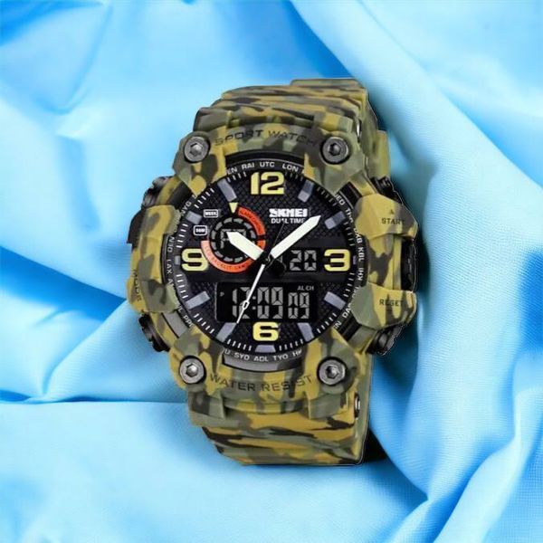 Годинник наручний чоловічий SKMEI 1520CMGN CAMO GREEN, годинник військовий чоловічий, для військовослужбовців. Колір: камуфляж 00022045 фото