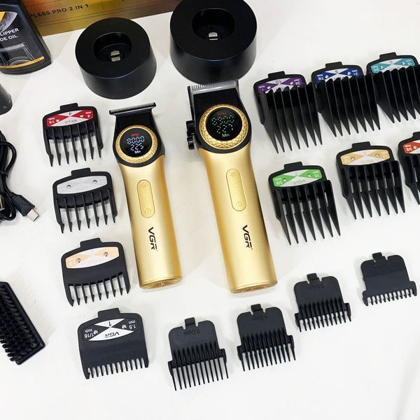 Набор vgr 2 в 1 v-001 v-977 gold, аккумуляторная машинка для стрижки и триммер. цвет: золотой 00014891 фото