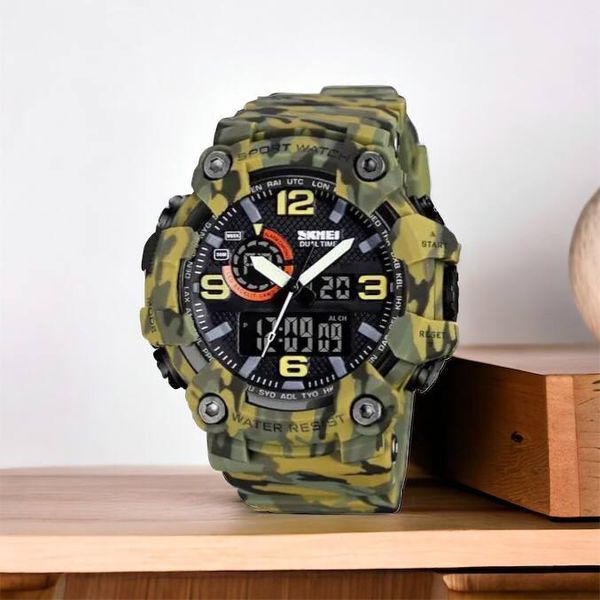 Годинник наручний чоловічий SKMEI 1520CMGN CAMO GREEN, годинник військовий чоловічий, для військовослужбовців. Колір: камуфляж 00022045 фото